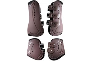 Merauno® Juego de 4 polainas y gorras de cuerda, vendaje para tendón de caballo con resistente elástico, carcasa de poliuretano, agujeros transpirables de neopreno para saltar, equitación, eventos (M,