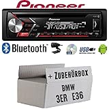 BMW 3er, E36 Autoradio Radio Pioneer DEH-S3000BT - Bluetooth  CD  MP3  USB  Android Einbauzubehör - Einbauset für BMW 3er E36 - JUST SOUND best choice for caraudio
