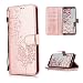 Produktbild Misstars Schutzhülle für Huawei Y5 2018, Premium PU Leder Flip Wallet Cover Prägung Schmetterling Löwenzahn Muster Entwurf Handyhülle mit Kartenfach Magnetverschluss und Standfunktion Hülle für Huawei Y5 2018 / Y5 Prime 2018 / Honor 7S, Roségold