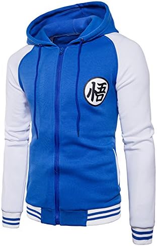 FULANDA Dragon Ball Goku Kame Symbol Zip-Up Adult Hoodies Orange (M, Blue)