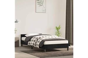 ‎VIDAXL vidaXL Rama łóżka z zagłówkiem, czarna, 100x200 cm, aksamitna