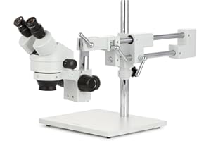 AmScope - Microscope binoculaire à Zoom stéréo 7X-45X avec Support de flèche à Double Bras, oculaire WF10X - SM-4B