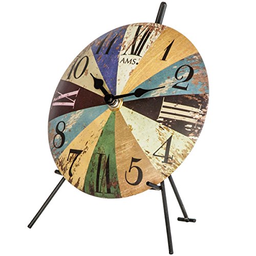 AMS T1164 Quarzpendel-Tischuhr, Holz, mehrfarbig, 24 x 30 x 12 cm