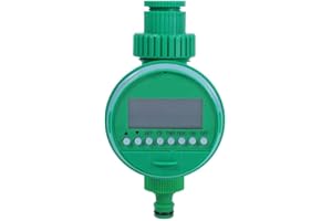 LYRLODY Temporizador de riego, programador de riego automático, temporizador electrónico para agua, gotero ajustable, conexión fija, junta en Y, con pantalla LCD, para riego de