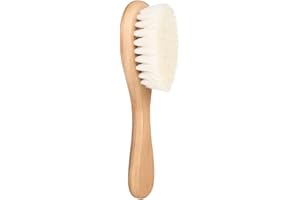 Josopa Bébé Brosse Doux Naturel Cheveux de Chèvre Bébé Nourrisson Tête Massage Peigne de Toilettage avec Manche en Bois