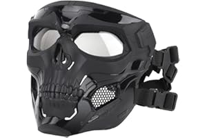 ACEXIER Máscara táctica de airsoft, máscaras faciales completas, esqueleto de calavera con gafas, resistente a impactos, suministros para fanáticos del ejército, caza, máscaras de paintball para motocicleta, ciclismo, senderismo, máscara militar