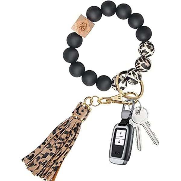Bracelet Porte Clés Femme En Silicone, Porte Clé Voiture Femme Chic Et Élastique, Bracelet Porte-Clef Avec Anneaux 2 Pièces Métalliques Dorés, Keychain Pour Clés De Maison Ou De Voiture Keyring
