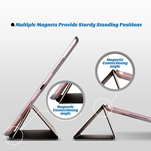 Neues iPad 2017, 9.7 Zoll Hülle, ULAK ultra dünne magnetische Selbstweck u. Schlaffunktion intelligente Abdeckung Trifold Standplatz-Fall mit Entwerfer-harte rückseitige Shell für neues iPad 9.7 Zoll 2017 Modell (Schwarz) - 5
