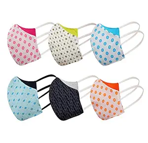 SOUTH SAILOR Boy's and Girl's Cotton Reusable Face Mask, Multicolour - Pack of 6