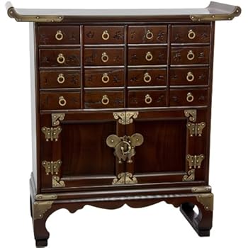 livasia Asiatischer Apothekerschrank aus Massivholz, Anrichte, Kommode