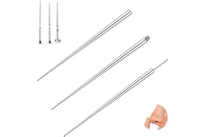 KURYT Ear Piercing Kit,3PCS Piercing Kit Surgical Steel Piercing Taper Nose Piercing Kit Body Taper Ear Lip Spiral Aid Body Piercing Stretch Kit 14G 16G 18G Piercing Kit Aid for Belly/Lip/Eyebrow Jewelry