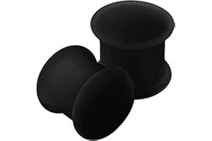 KJM Fashion 2 x Silicone Black Double Flared Piercing Jewellery Plug