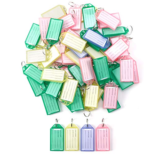 Preisvergleich Produktbild 60xbunt Schlüsselschilder Schlüsselanhänger Anhänger Schlüsselzubehör Beschriftungsschilder zum beschriften mit Etiketten für Haus Büro