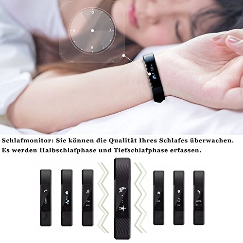 Schrittzähler Armband Uhr, USB-Stecker Bluetooth Sports Wearables Tracker mit Smart Notifications,Schritt Schlafanalyse Rate Monitor Smart Wristband mit OLED-Display,Kalorien verbrannt,Sedentary Reminder,Push-Erinnerungen für Anruf und Nachrichten etc,Rote - 2