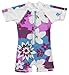 Snapper Rock Girl's UV One Piece Short Sleeve Swimsuit - Purple/White/Blue, 1-2 Years