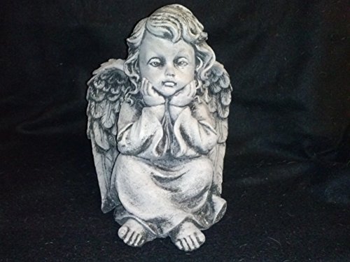 Preisvergleich Produktbild Steinfigur Engel mit Flügel Engelsbüste Putte Steinguss Skulptur Engelsmotiv