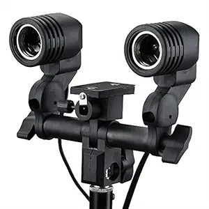Kamron Double Lamp Holder Double E27 AC Swivel Socket Umbrella Bracket Flash Lamp Bulb Holder