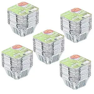 Freshee Pack of 5 x 25 pcs Aluminium Silver Foil Container 120ml, Food Storage Disposable Containers with Lid for Kitchen