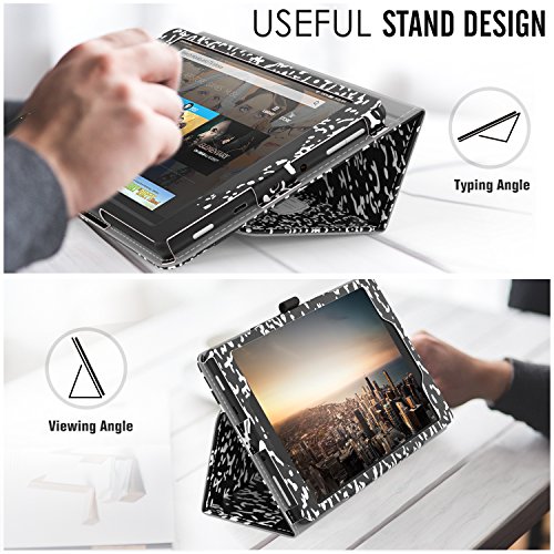 MoKo Hülle für All-New Amazon Fire HD 8 Tablet (7th Generation – 2017 Modell) – Kunstleder Ständer Schutzhülle Smart Cover mit Stift-Schleife für das neue Fire HD 8, Notizbuch Schwarz - 5