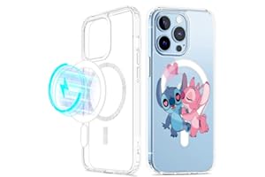 LYUBFDC Cover Magnetica per iPhone 13/iPhone 14 6,1" Ricarica Wireless Stitch Anime Custodia Antiurto Retro Antigraffio Trasparente Aesthetic Case per iPhone 14, 01