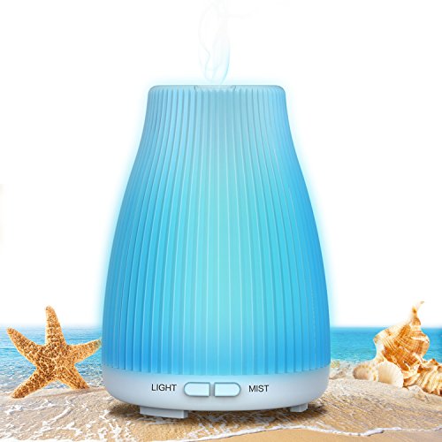 Ultraschall Aroma Diffuser Aromatherapie Diffusor Öl Diffusor-100mL Luftbefeuchter Leiser Betrieb Kalten Nebel Technologie Abschaltautomatik Raumbefeuchter mit 8 LED Farbwechsel Stimmungslicht Nachtlicht für Wohnzimmer, Kinderzimmer, Schlafzimmer, Baby- und Yogazimmer, SPA, Büro usw