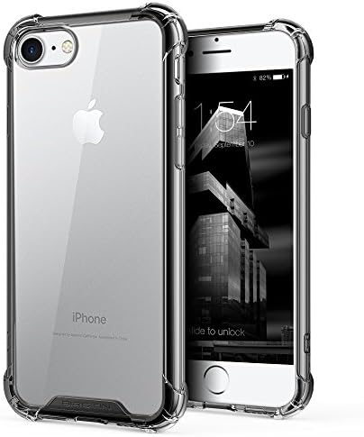 iPhone 7 Case, Birstin Clear Case for iphone 7 with Transparent Hard Plastic Back Plate and Soft TPU Gel Bumper (Black Clear)