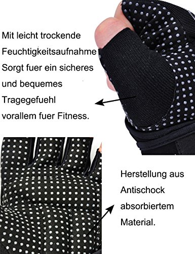 Showtime Fitnesshandschuhe Trainingshandschuhe Handgelenkstütze Handgelenkumwicklung Grips für Workouts – Rutschfest, Schaum gepolstert und Klettverschluss - 5