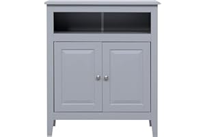 HOMEMADE DEISGN Homemade Design Grey Wooden Storage Cabinet Cupboard with 2 Doors Home Hallway Organiser Unit-W69×D33×H80CM