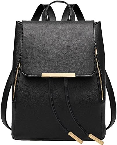 8m Women Girls Ladies Backpack Fashion Shoulder Bag Rucksack PU Leather Travel bag (black)
