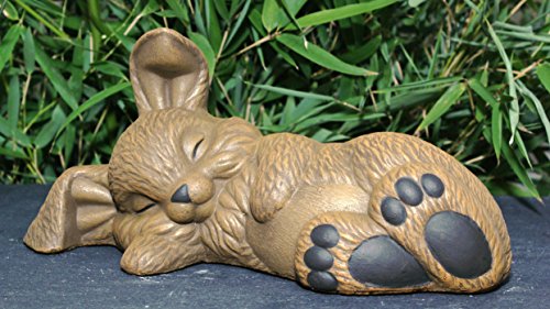 Steinfigur Hase schlafend - Hellbraun, Figur, Deko, Garten, Osterdeko, Osterhase