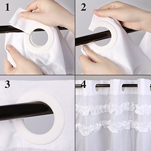 Duschvorhang Anti-Schimmel-stoff Wasserdicht Hookless Einzigartige Duschvorhangringe, 71×71 Zoll – Weiße Spitze – G.G.G. - 2