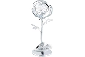 Haysom Interiors Modern 10th Anniversary Silver Plated Flower with Clear Swarovski Crystal Bead by Happy Homewares