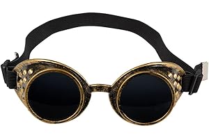 Boland 54503 - Brille Steampunk, aus Kunststoff, Gummiband, dunkle Gläser, verstellbare Größe, Accessoire, Karneval, Halloween, Mottoparty