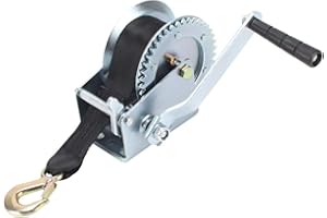 Queiting Hand Winch 1000lbs 6M Geared Manual Lifts Trailers Tool with Cable and Hook Webbing Wire Winch for Boat Trailer Caravan Marine