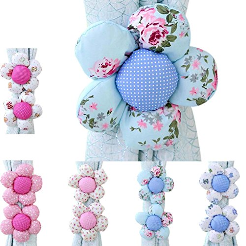 DDLBiz® 1 Paar Sonnenblumenfenster -Vorhang Buckle Decor (Weiß+Pink) - 2