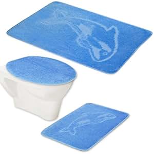 BADGARNITUR 3-TEILIG BADMATTE, BAD SET, BADTEPPICH, BADVORLEGER DELFIN