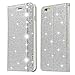 Produktbild Ostop Glitzer Hülle für iPhone 6S Plus/iPhone 6 Plus,Silber Luxus Diamant Brieftasche Leder Schutzhülle Kartenfach Standfunktion Stoßfest Klappbar Magnetisch Flip Hardcase für iPhone 6 Plus/6S Plus