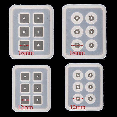 Yalulu 4 Stück 12mm/16mm Rund Quadrat DIY Silikon Anhänger Basteln Gießform Schmuck Mold Schmuckgießform Halskette Mould Schmuck form Silikonform - 2