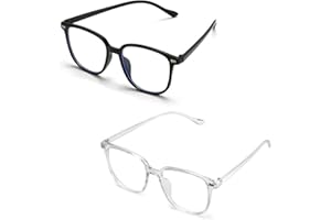 NGUIT 2-Pack Blue Light Blocking Glasses for Women Men, Reading glasses, Anti Glare Clear Computer Glasses to Prevent Eye Strain No Degree Lens Fashion Bluelight Blocking Glasses for Gaming Office Use Black
