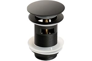 HWJFDC Bonde de Lavabo Bouchon de vidange Pop-Up for lavabo de Salle de Bains, en Or brossé, Noir Mat, Blanc, Or Rose, Or, Chrome, Accessoires de lavabo (Color : Black with Hole)
