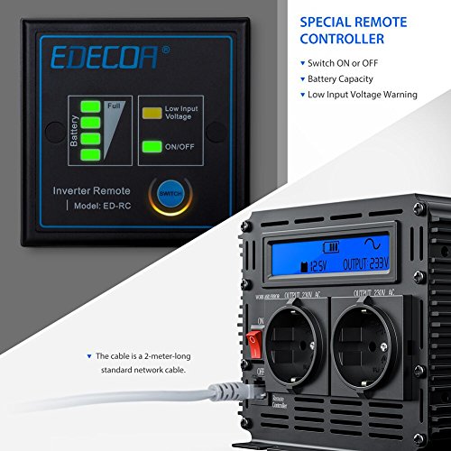 spannungswandler reiner sinus 1000 2000W wechselrichter 12V 230V LCD power inverter - 3