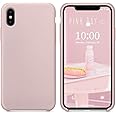 SURPHY Case for iPhone XS, iPhone X, Liquid Silicone Case with Soft Microfibre Cushion Lining Protective Bumper Anti-Shock Case for iPhone XS/X 5.8 Inches, Pink Sand