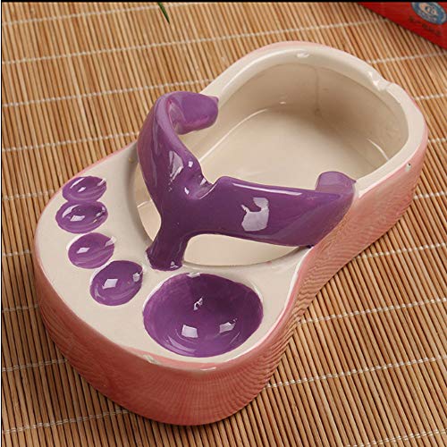 Female Fashion Cartoon Korean Cute Creative Ceramic Home Living Room Bedroom Office Personality Ashtray (Color : Purple)