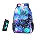 Produktbild Lembeauty Luminous Rucksack Galaxy Schultasche Unisex Laptop Tasche mit Diebstahlsicherung Pecil Case USB Kabel für Jungen Mädchen Teenager Type_b