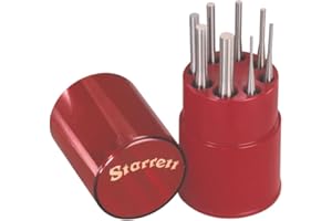 Starrett S565WB 8-częściowy zestaw wykrawaczy do zawleczek, średnica sworznia 1/16"-5/16", długość całkowita 4", w walizce z tworzywa sztucznego
