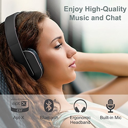 August EP650 Bluetooth v4.2 NFC KopfhÃ¶rer mit aptX Low Latency - Kabellose Over-Ear Headphones mit individuellem Sound (schwarz)