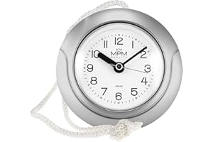 ‎MPM QUALITY MPM Quality Design Badezimmer-Uhr aus Kunstoff, Quarz-Uhrwerk Sweep, 3-5 ATM Wasserdicht, Silber, Ø 135 mm, geeignet auch für Außenbereich und als Badezimmeruhr, Pooluhr, Küchenuhr
