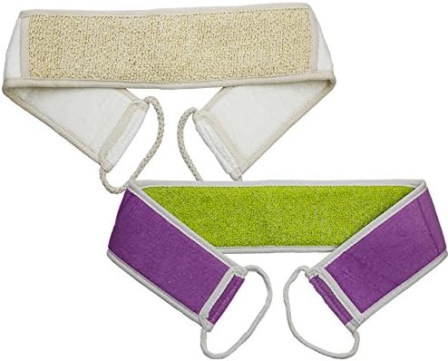 Justime Pure Cotton Exfoliating Back Scrubber, Body Bath Shower Sponge For Man and Women 2 pack( Green and Yellow)