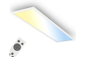 BRILONER - Pannello LED con telecomando, dimmerabile, CCT, IP44 resistente agli spruzzi, pannello soffitto, pannelli LED, pannelli soffitto, pannelli luminosi, luce panello, 100x25x6 cm, bianco