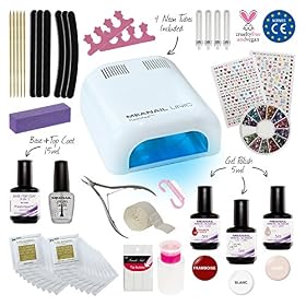 Kit vernis semi permanent & nail art ✦ Vernis à ongles & Lampe UV / LED 36W Unic – Coffret Deluxe XXL White Edition – Cruelty free ✦ Méanail Paris